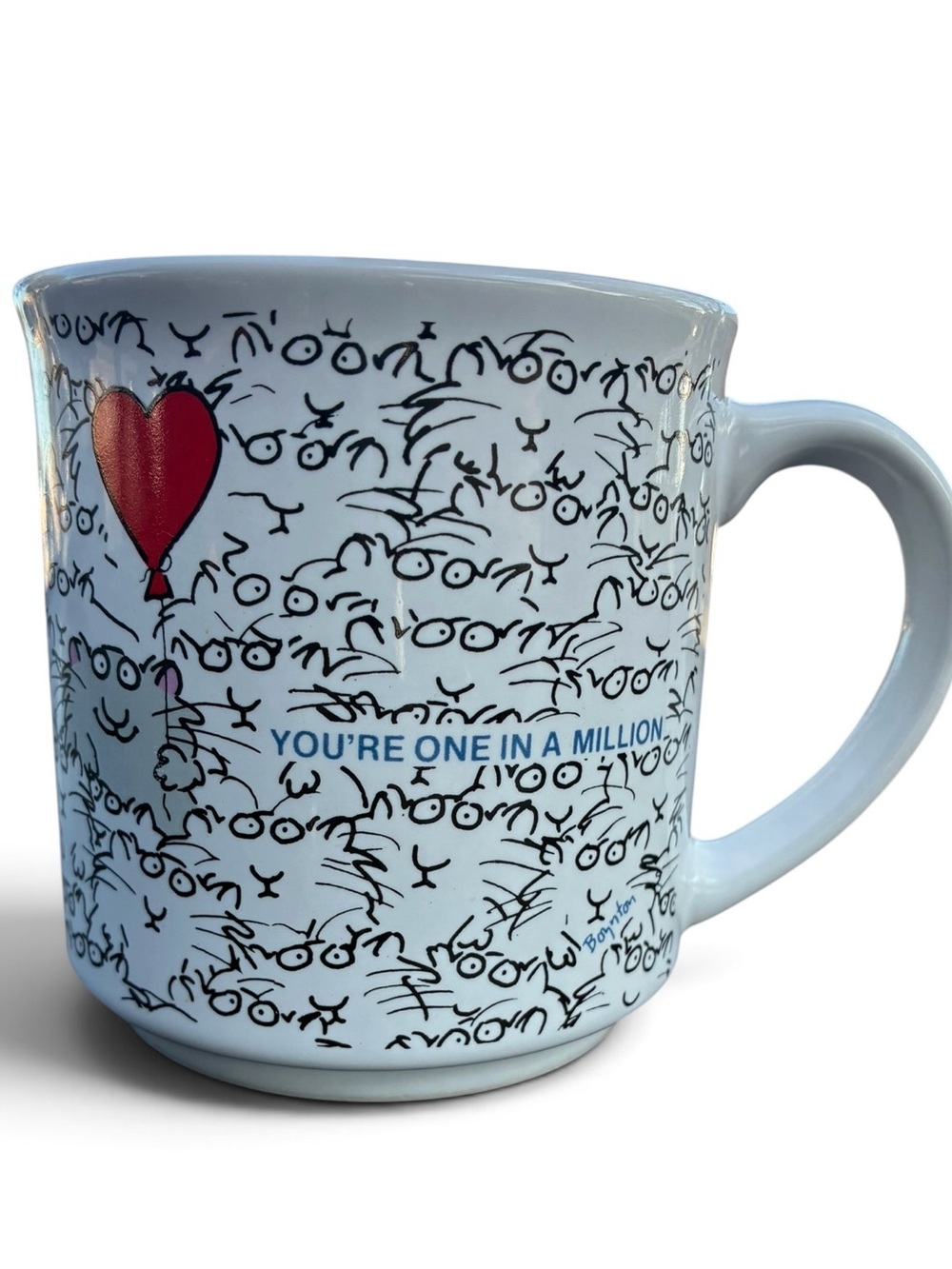 Vintage Sandra Boynton Coffee Mug Cup "Your One In A Million" Red Heart Balloon!